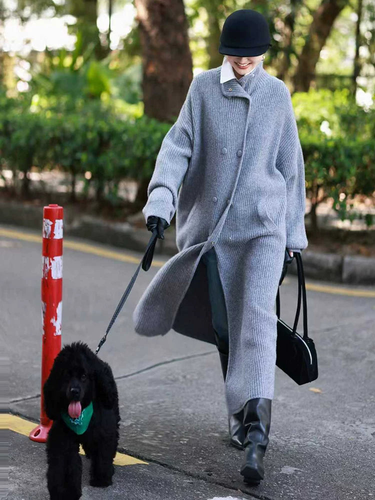 Women's Longline Quiet-Luxury Trench Coat for Fall Layering Travel Office Holiday Date Night