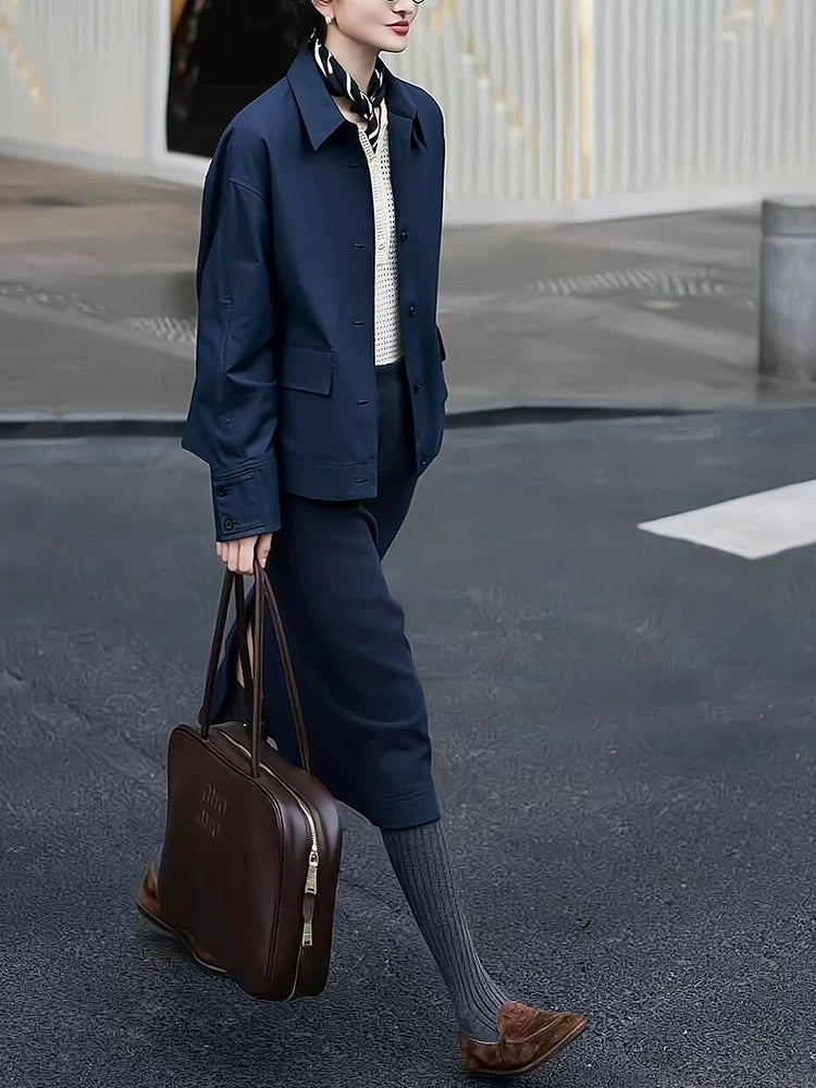Women's Lapel Zip Two-Piece Set for Office Workwear Wedding Guest Business Casual Travel Weekend At Home