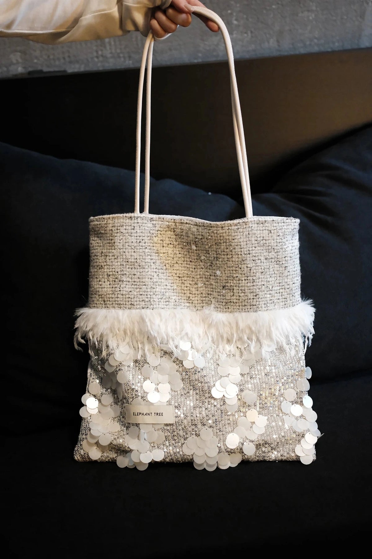 White velvet back