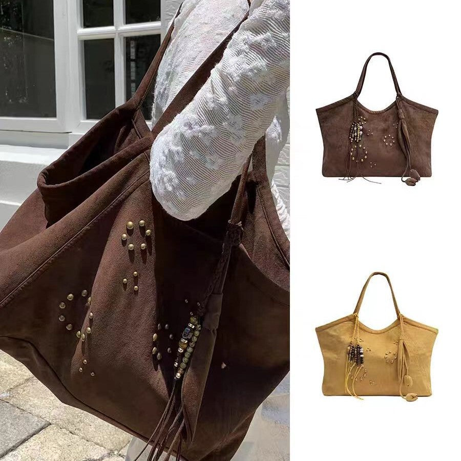 Women's Large-Capacity Relaxed Retro Tote Bag Shoulder Crossbody Purse Work and Travel Office