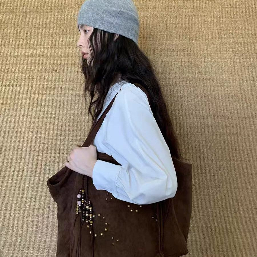 Women's Large-Capacity Relaxed Retro Tote Bag Shoulder Crossbody Purse Work and Travel Office