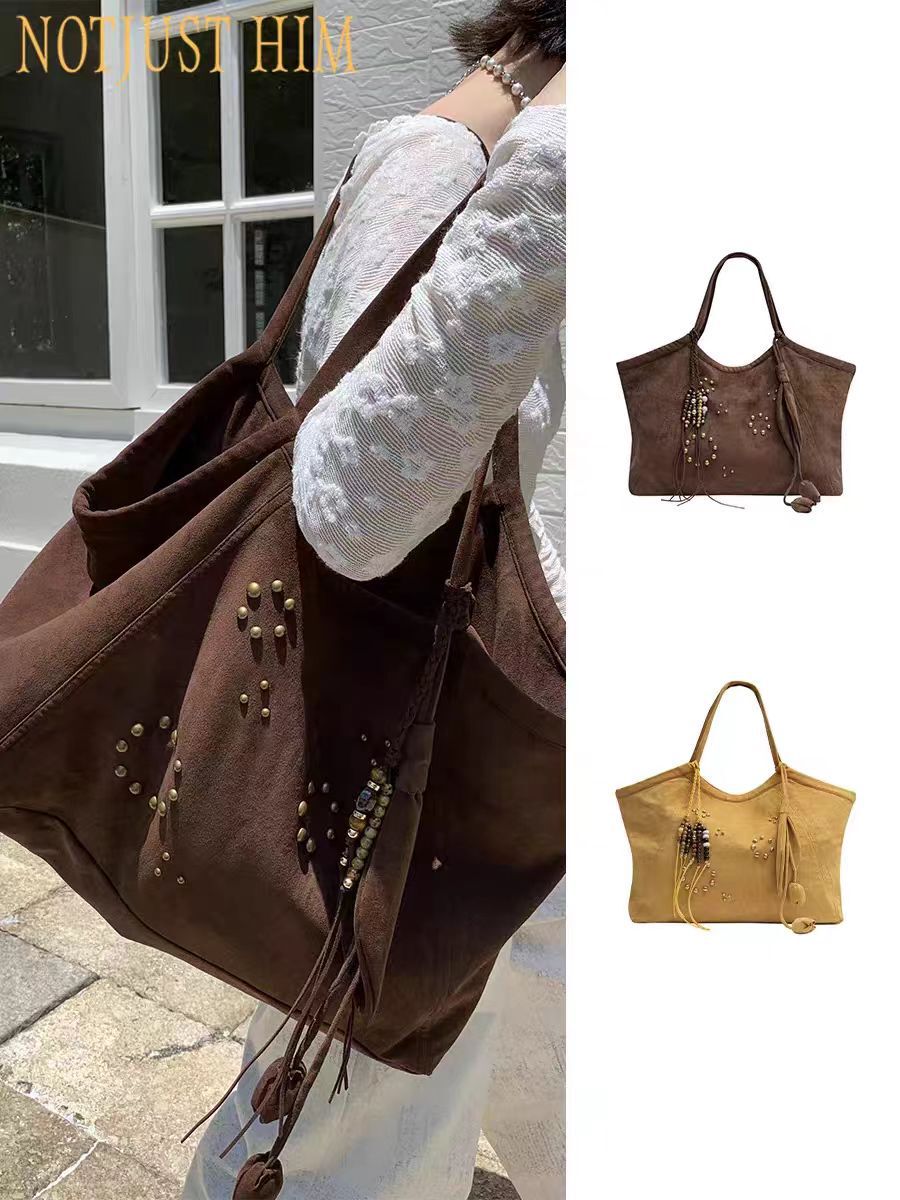 Women's Large-Capacity Relaxed Retro Tote Bag Shoulder Crossbody Purse Work and Travel Office