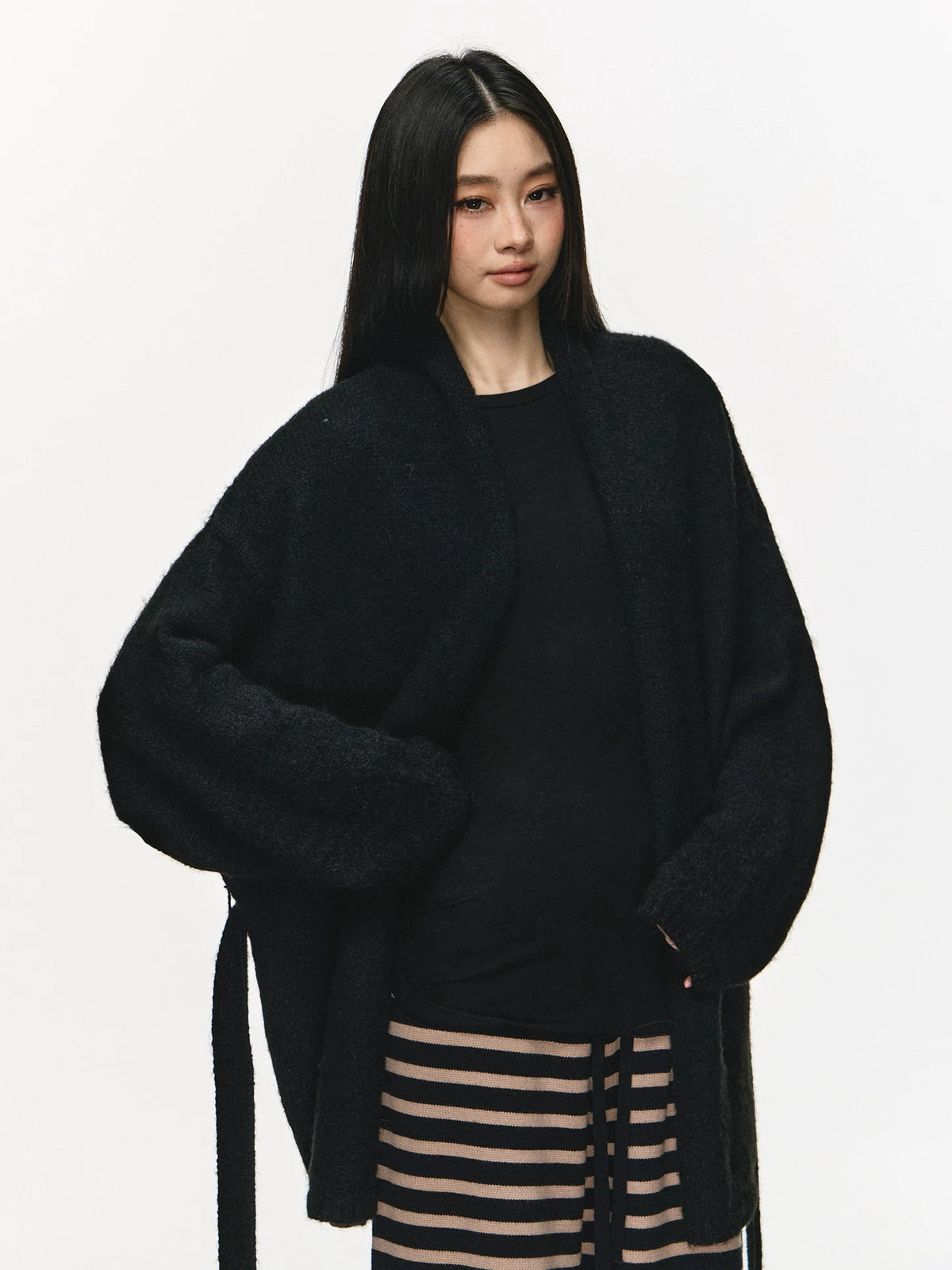 Women's Fall Winter Grey Longline Oversized Midi Cardigan Relaxed Fit Knit Outerwear for Office Outfits Everyday Work