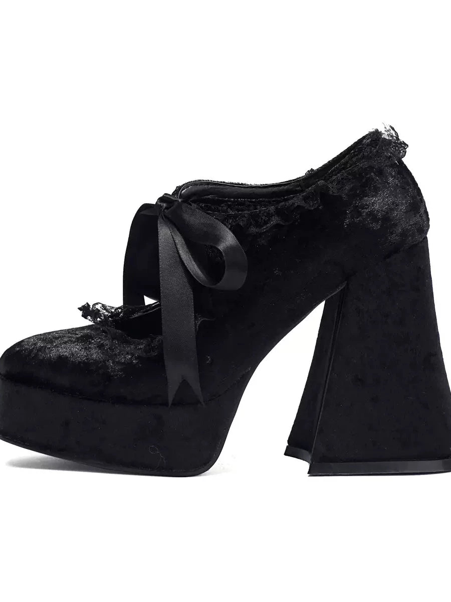 Women's Lace Chunky Sole Platform Block Heel High Heel Retro Mary Jane Pumps Strap Dress Heels Wedding Guest Cocktail Party