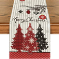 Snowflake and Tree Linen-Look Table Runner, Durable Holiday Tablecloth for Dining Table and Farmhouse Decor