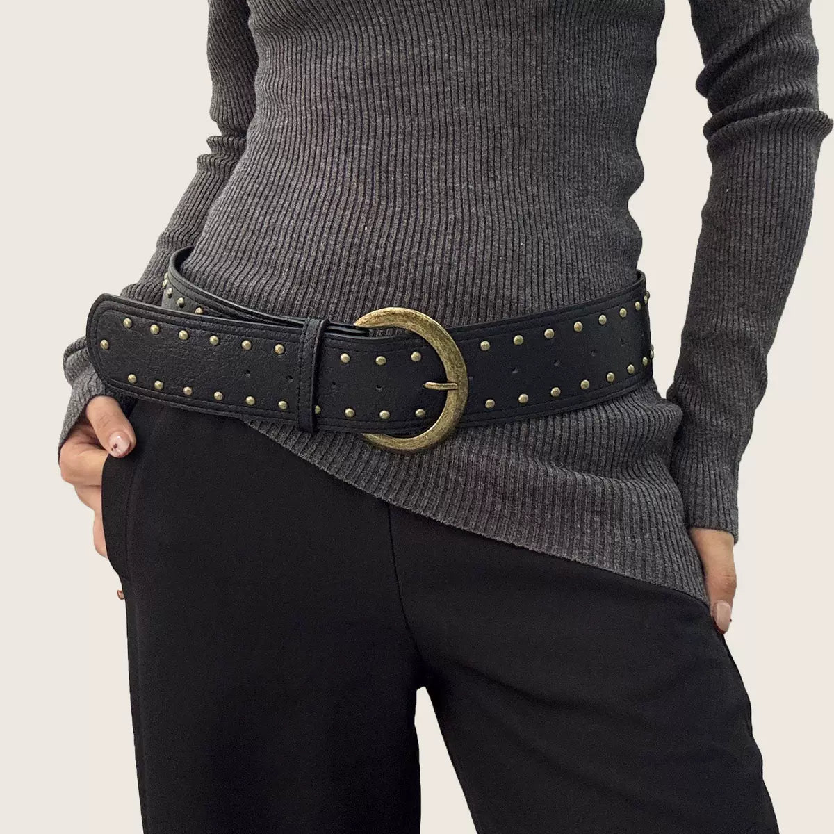 Women's Y2k Western Wide Studded Brown Dress Belt Retro Waist for Date Night Gift Party Versatile Designer Office Everyday