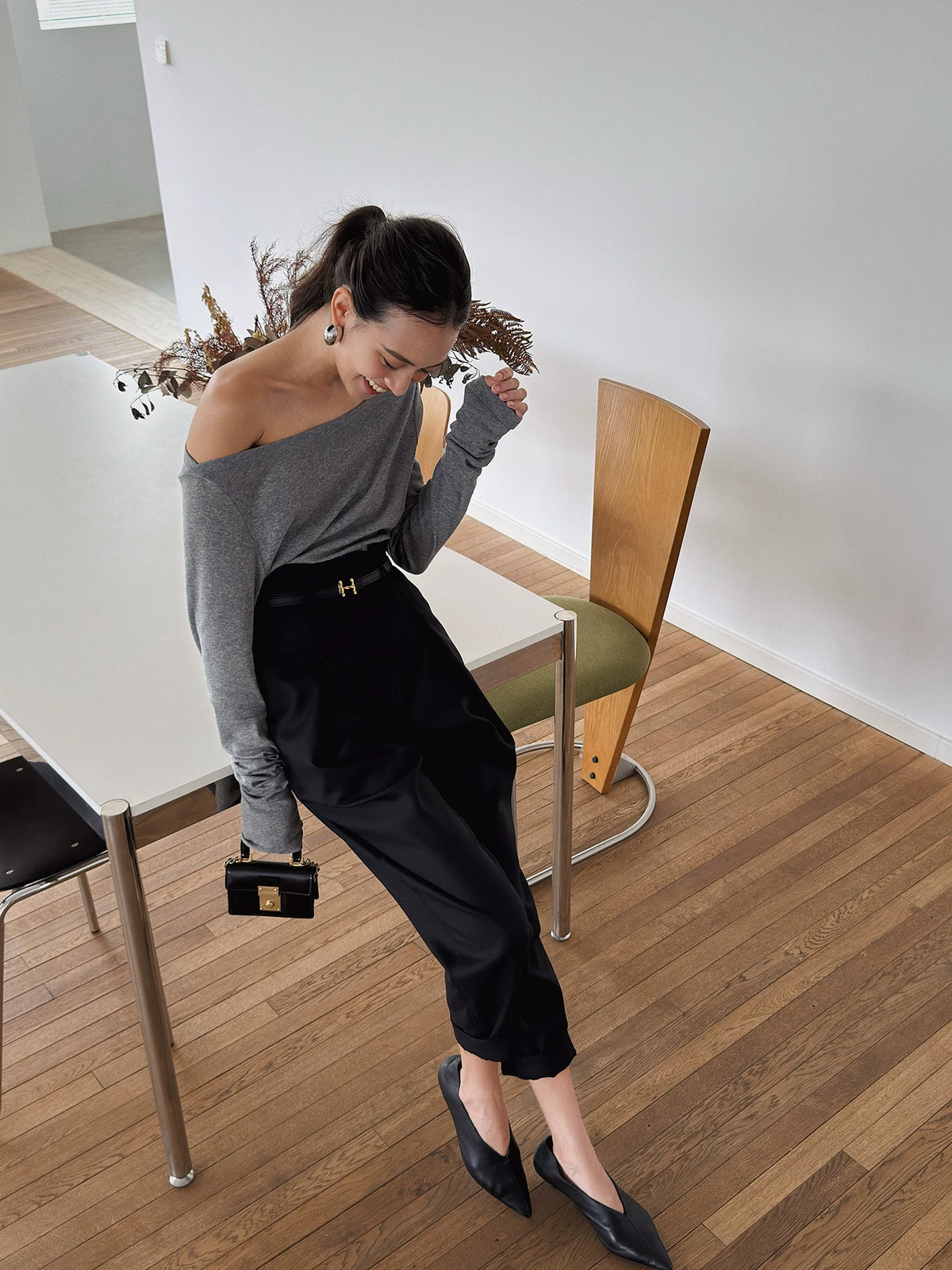 Women's Fall Winter Slim-fit Off-shoulder Long Sleeve Base Layer for Cold Weather Slimming