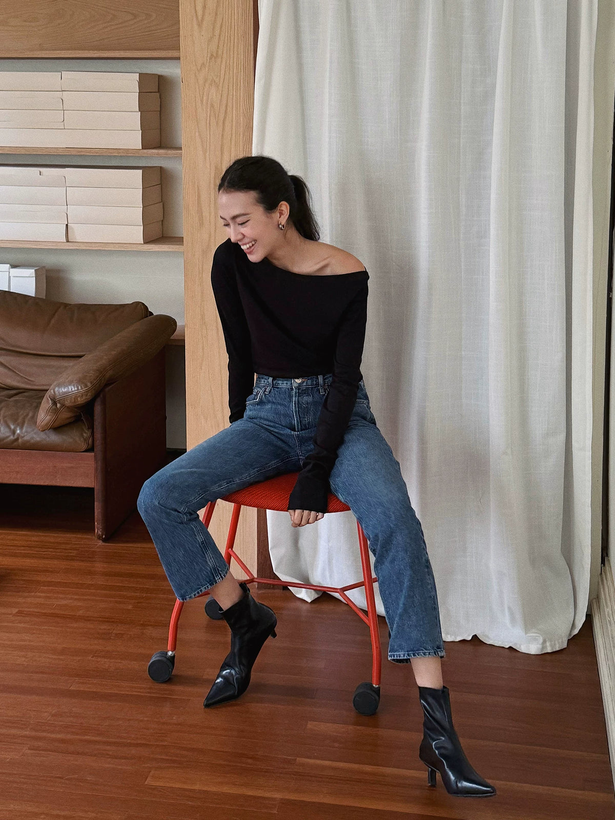 Women's Fall Winter Slim-fit Off-shoulder Long Sleeve Base Layer for Cold Weather Slimming