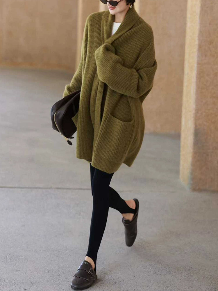 Women's White Oversized Quiet-Luxury Knit Cardigan Open-Front Sweater for Office Outfits Fall Work and Weekend Spring Everyday