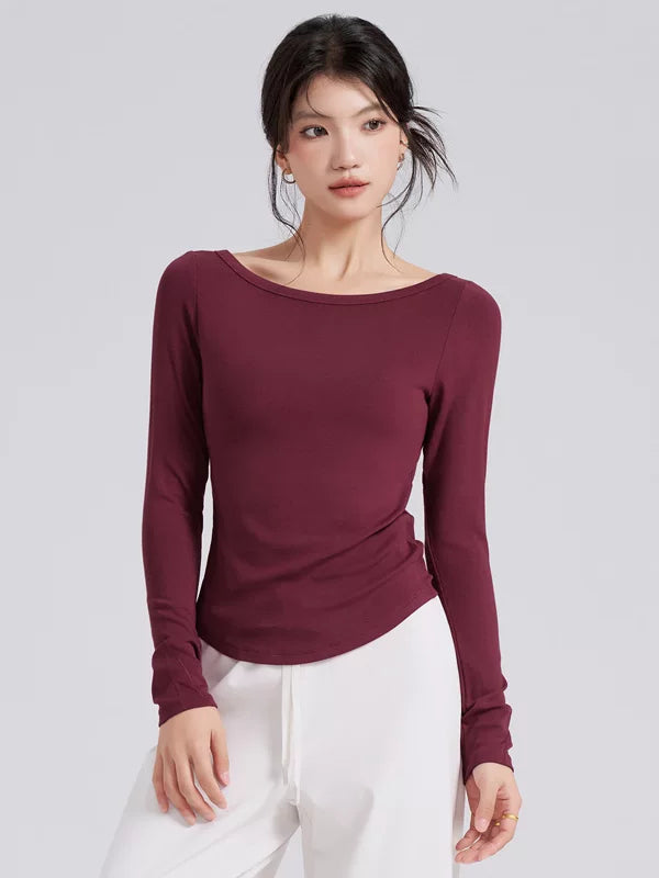 Women's Slim-Fit Long Sleeve Yoga Top Stretch Training Gym Top Leggings for Date Night Travel Everyday Weekend Holiday Party