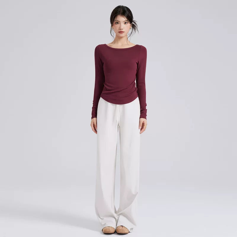 Women's Slim-Fit Long Sleeve Yoga Top Stretch Training Gym Top Leggings for Date Night Travel Everyday Weekend Holiday Party