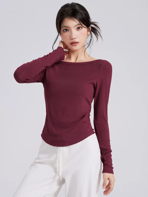 Women's Slim-Fit Long Sleeve Yoga Top Stretch Training Gym Top Leggings for Date Night Travel Everyday Weekend Holiday Party