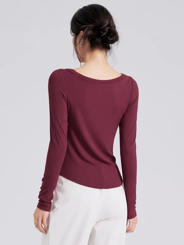 Women's Slim-Fit Long Sleeve Yoga Top Stretch Training Gym Top Leggings for Date Night Travel Everyday Weekend Holiday Party