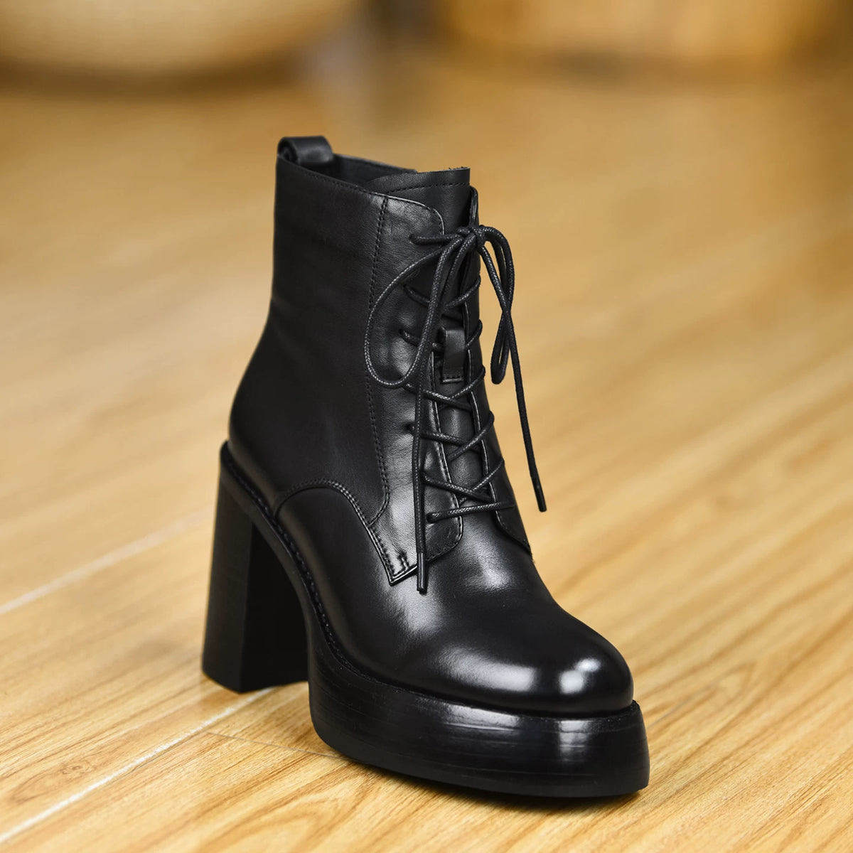 Women's Fall Winter Chunky Sole Fleece-Lined Block Heel High Heel Ankle Boots for Office and Weekend Streetwear Everyday Wear