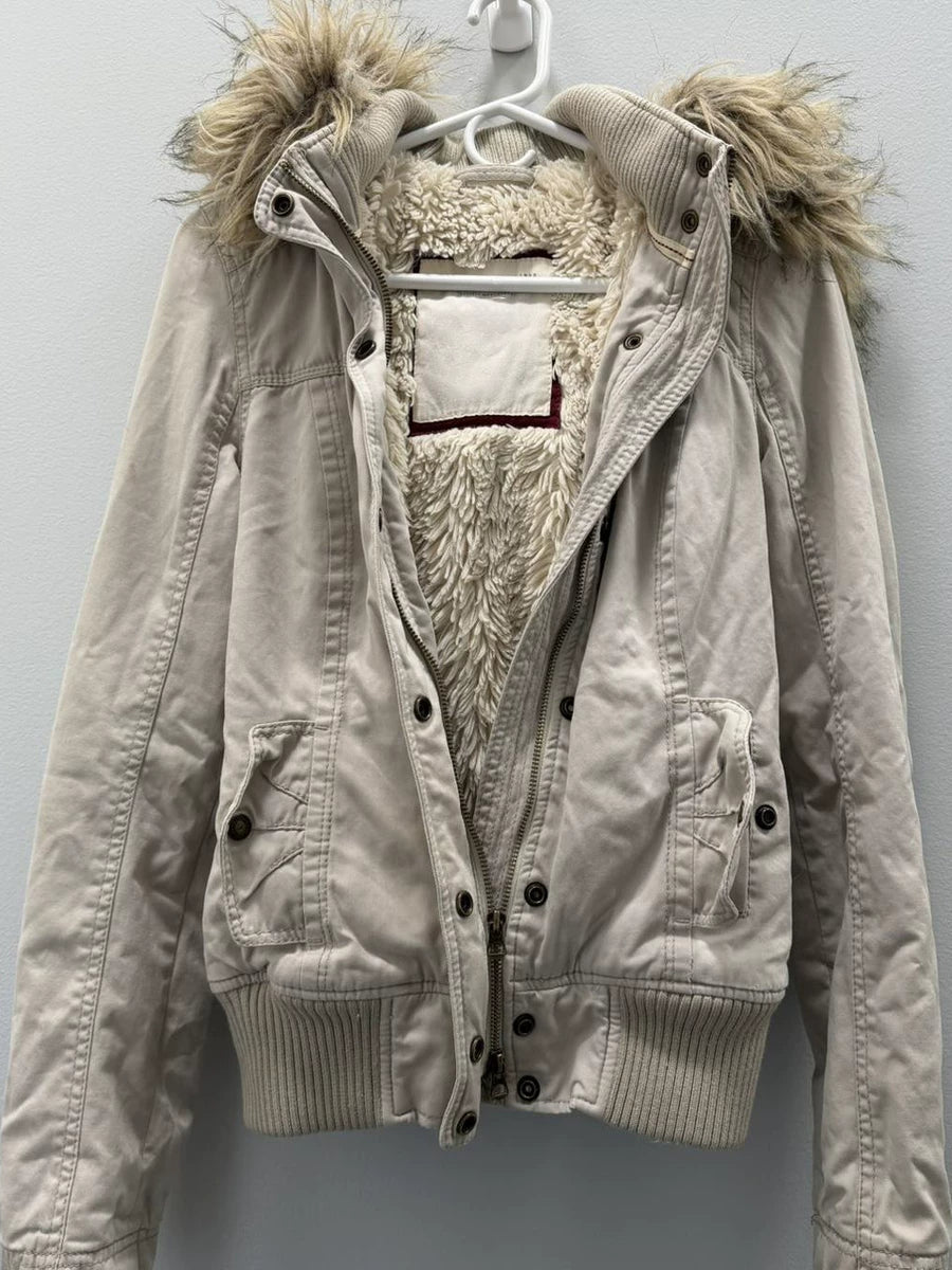 Women's Y2k American-Style Fur-Collar Hooded Fleece-Lined Jacket Casual Coat for Cold Weather Fall Travel Outdoor Holiday