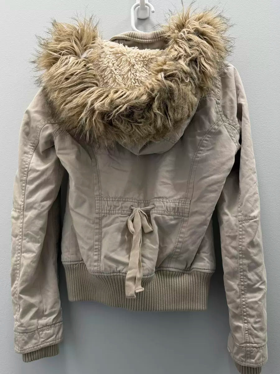 Women's Y2k American-Style Fur-Collar Hooded Fleece-Lined Jacket Casual Coat for Cold Weather Fall Travel Outdoor Holiday