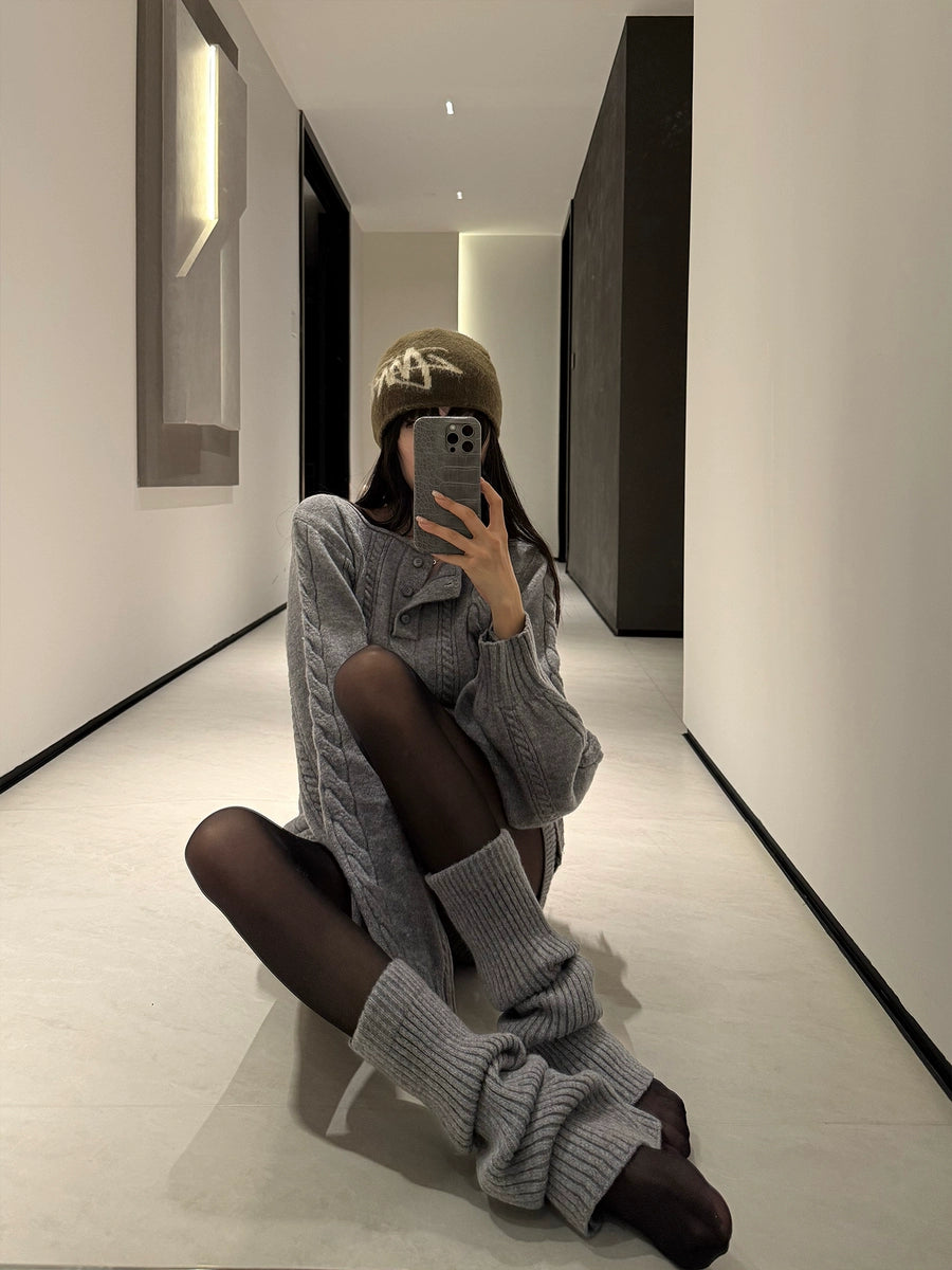 Women's Grey Slim-fit Sweater Knit Pullover Top for Fall Winter Spring Travel Office Slimming Everyday Date Night