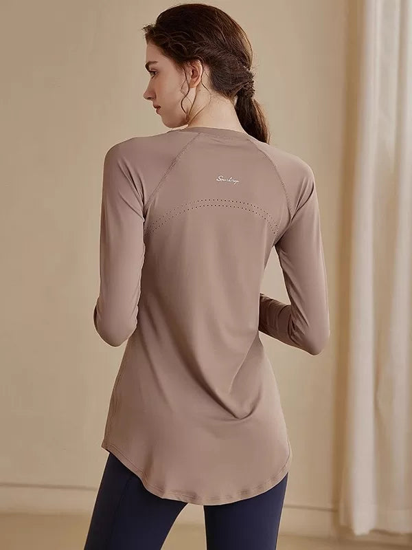 Women's Slim-fit Long Sleeve Yoga Top Stretch Training Gym Top Leggings for Date Night Travel Everyday Slimming Weekend Holiday Party