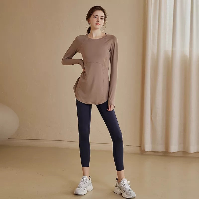Women's Slim-fit Long Sleeve Yoga Top Stretch Training Gym Top Leggings for Date Night Travel Everyday Slimming Weekend Holiday Party