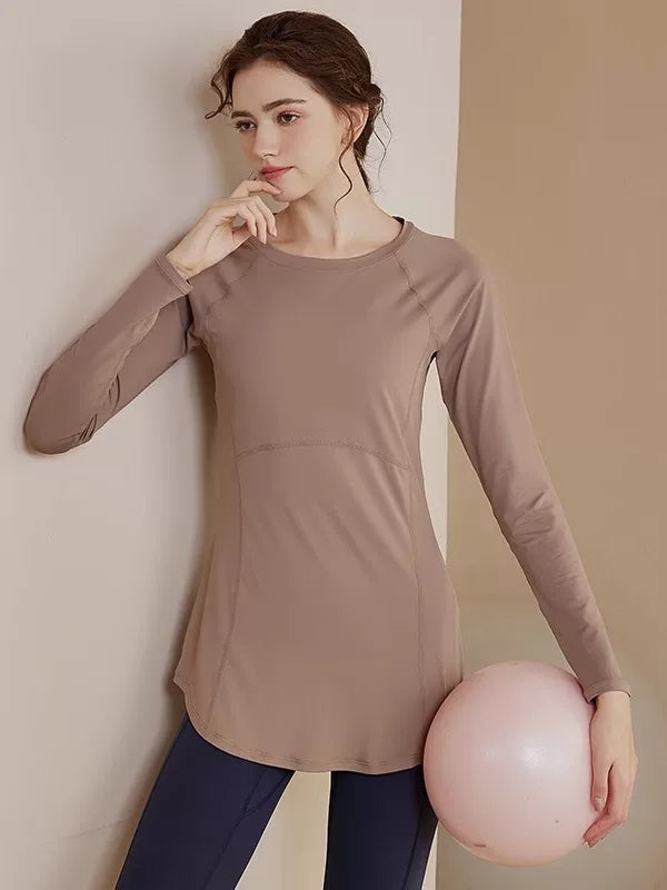 Women's Slim-fit Long Sleeve Yoga Top Stretch Training Gym Top Leggings for Date Night Travel Everyday Slimming Weekend Holiday Party