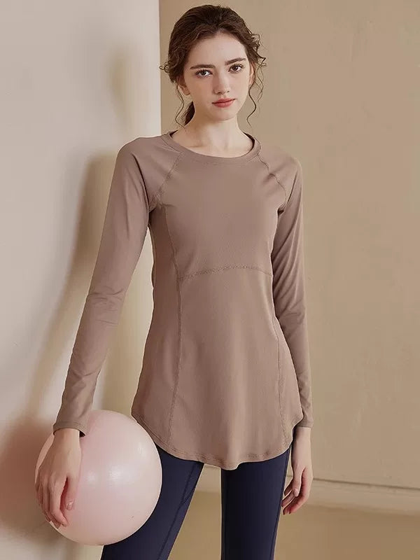 Women's Slim-fit Long Sleeve Yoga Top Stretch Training Gym Top Leggings for Date Night Travel Everyday Slimming Weekend Holiday Party