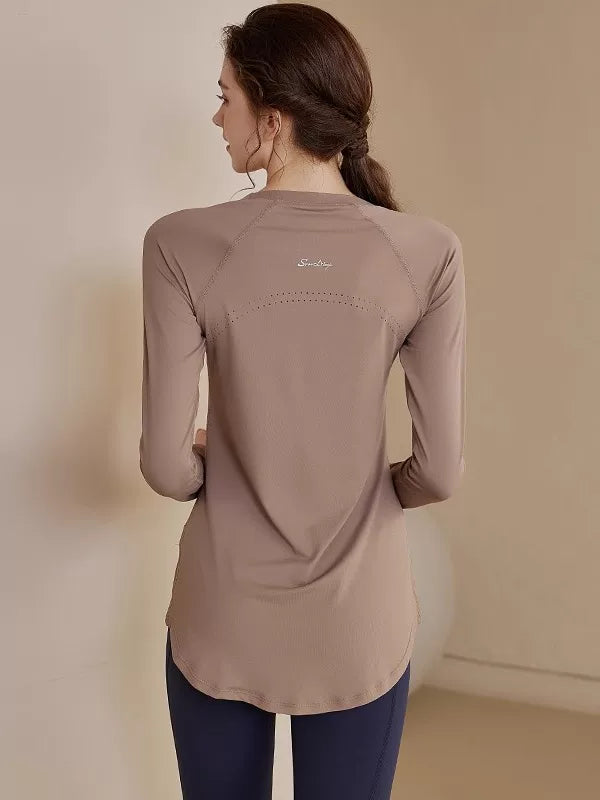 Women's Slim-fit Long Sleeve Yoga Top Stretch Training Gym Top Leggings for Date Night Travel Everyday Slimming Weekend Holiday Party