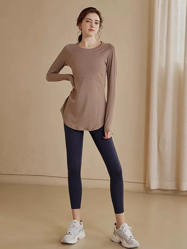 Women's Slim-fit Long Sleeve Yoga Top Stretch Training Gym Top Leggings for Date Night Travel Everyday Slimming Weekend Holiday Party