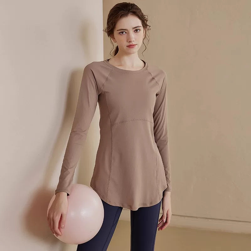 Women's Slim-fit Long Sleeve Yoga Top Stretch Training Gym Top Leggings for Date Night Travel Everyday Slimming Weekend Holiday Party