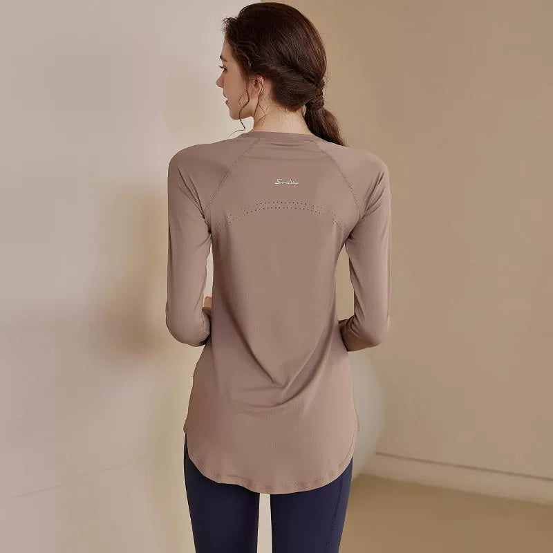 Women's Slim-fit Long Sleeve Yoga Top Stretch Training Gym Top Leggings for Date Night Travel Everyday Slimming Weekend Holiday Party
