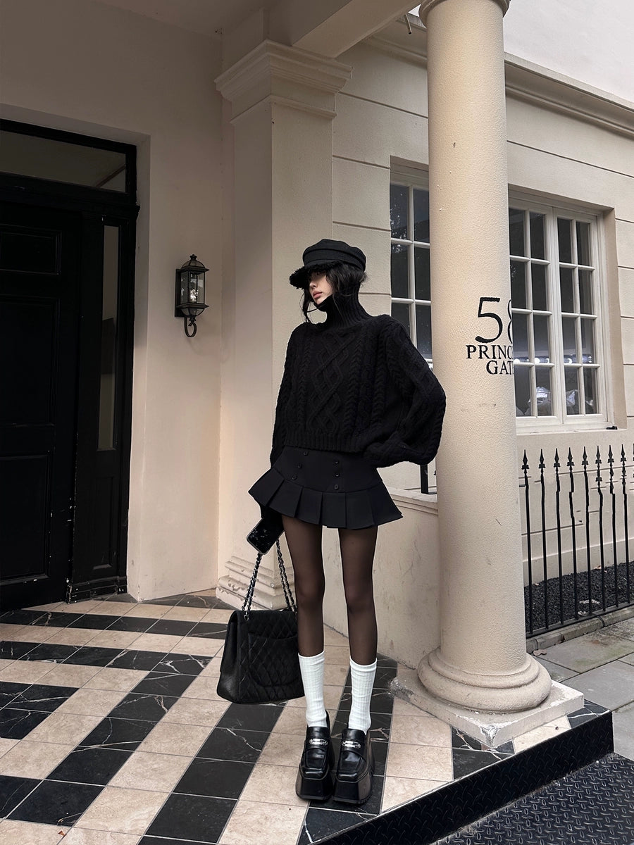 Women's Turtleneck Fall Winter Black Thickened Fleece-Lined Oversized Sweater Knit Pullover Top for Casual Outfits Spring Travel Office Everyday Date Night