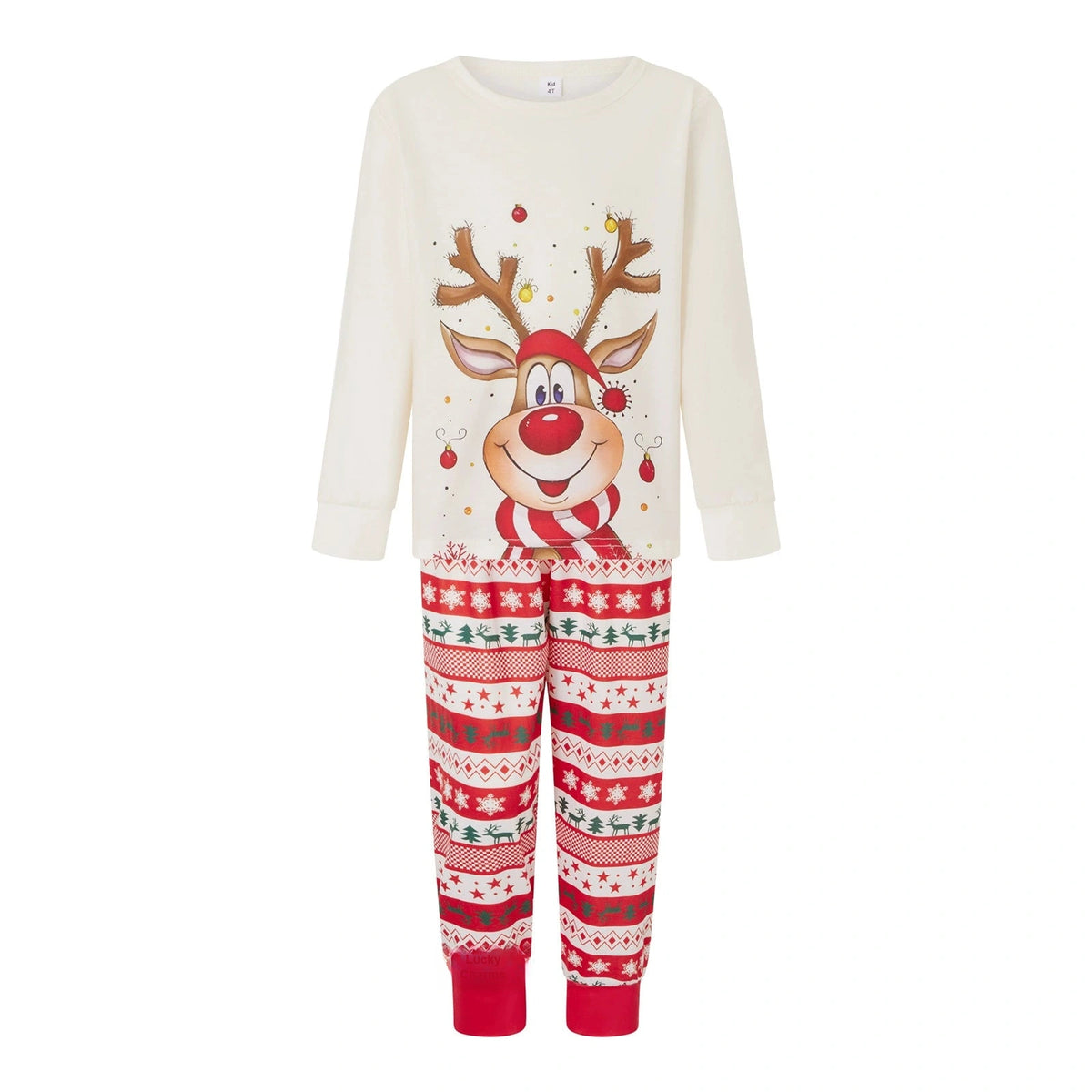 Reindeer Print Family Christmas Pajama Set, Long Sleeve Matching Holiday Sleepwear for Mom Dad Kids and Baby