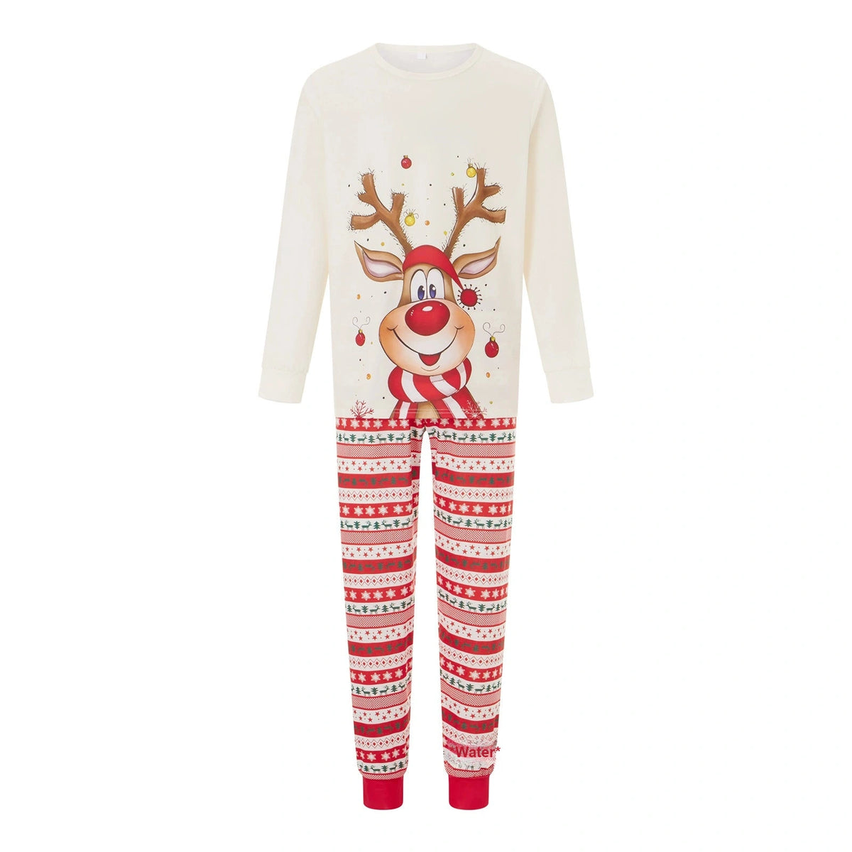 Reindeer Print Family Christmas Pajama Set, Long Sleeve Matching Holiday Sleepwear for Mom Dad Kids and Baby