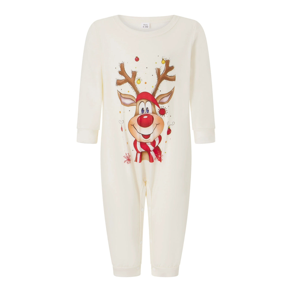 Reindeer Print Family Christmas Pajama Set, Long Sleeve Matching Holiday Sleepwear for Mom Dad Kids and Baby
