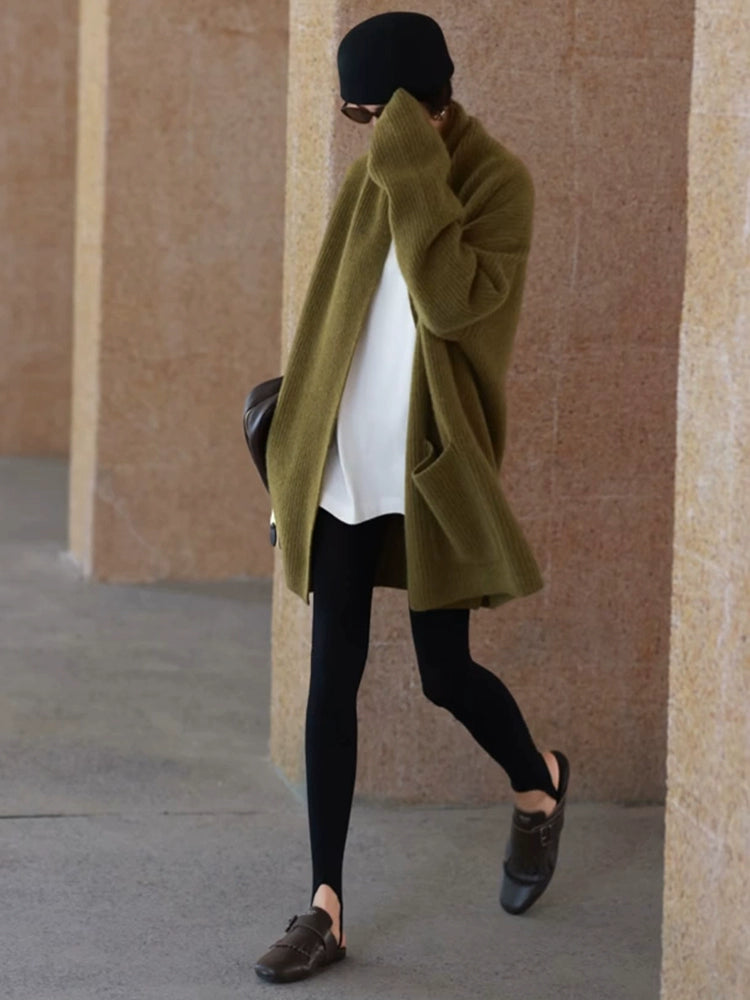 Women's White Knit Office Workwear Hoodie Cardigan Open-Front Sweatshirt Jacket for Everyday Layering Fall Spring Travel Date Night Fall Winter