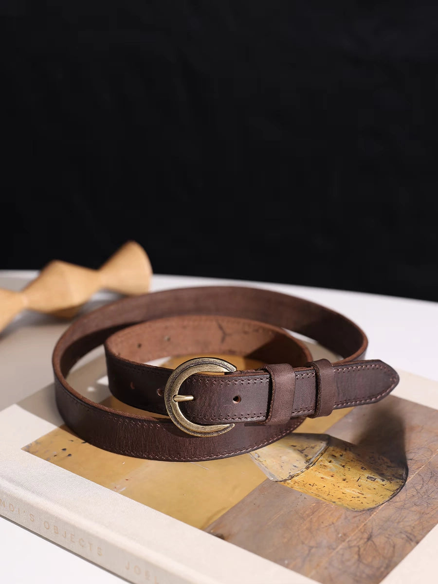 Women's American-style Handcrafted Oxidized Leather Waist Belt for Date Night Gift Party Versatile Designer Office Everyday