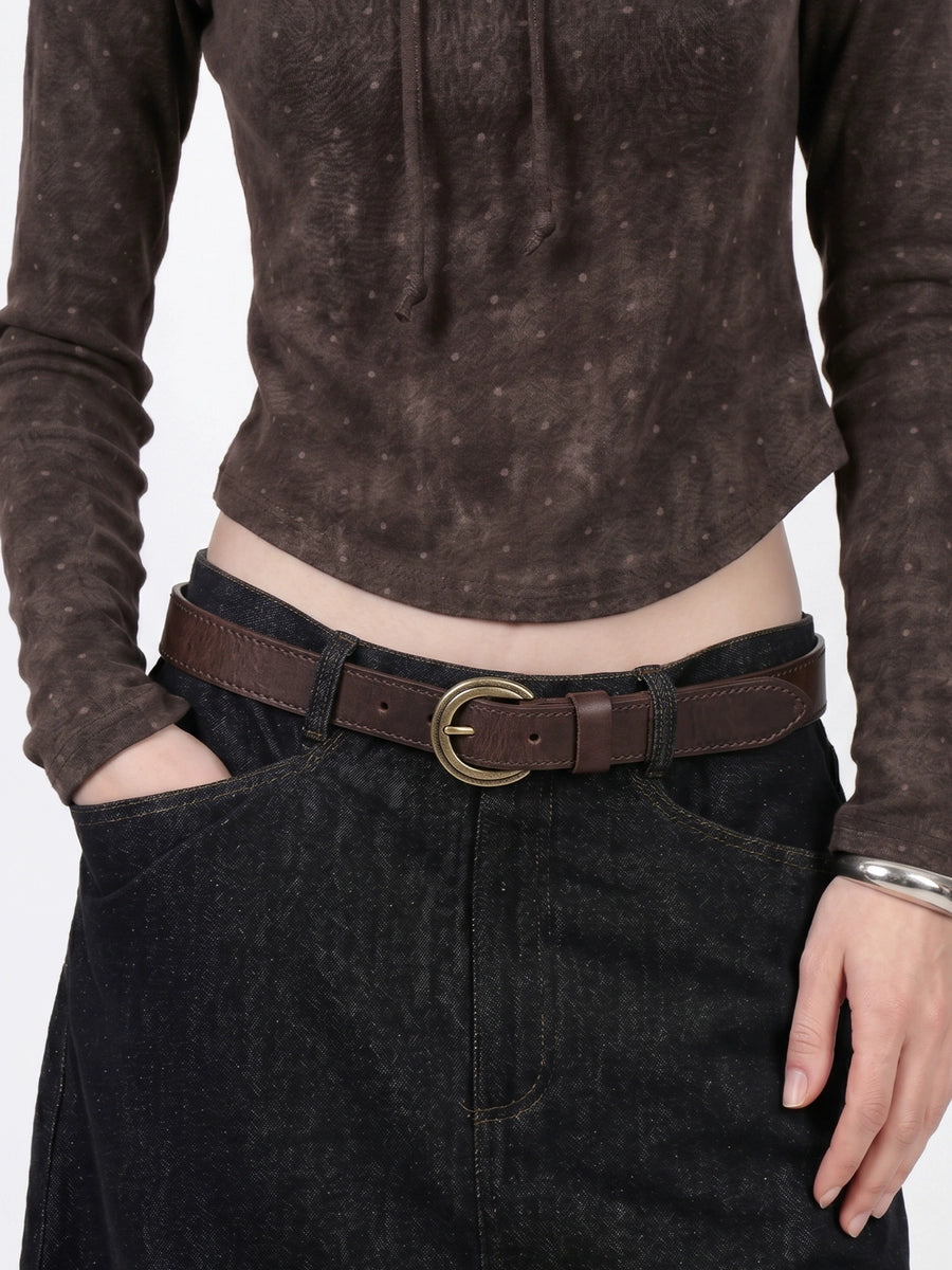 Women's American-style Handcrafted Oxidized Leather Waist Belt for Date Night Gift Party Versatile Designer Office Everyday