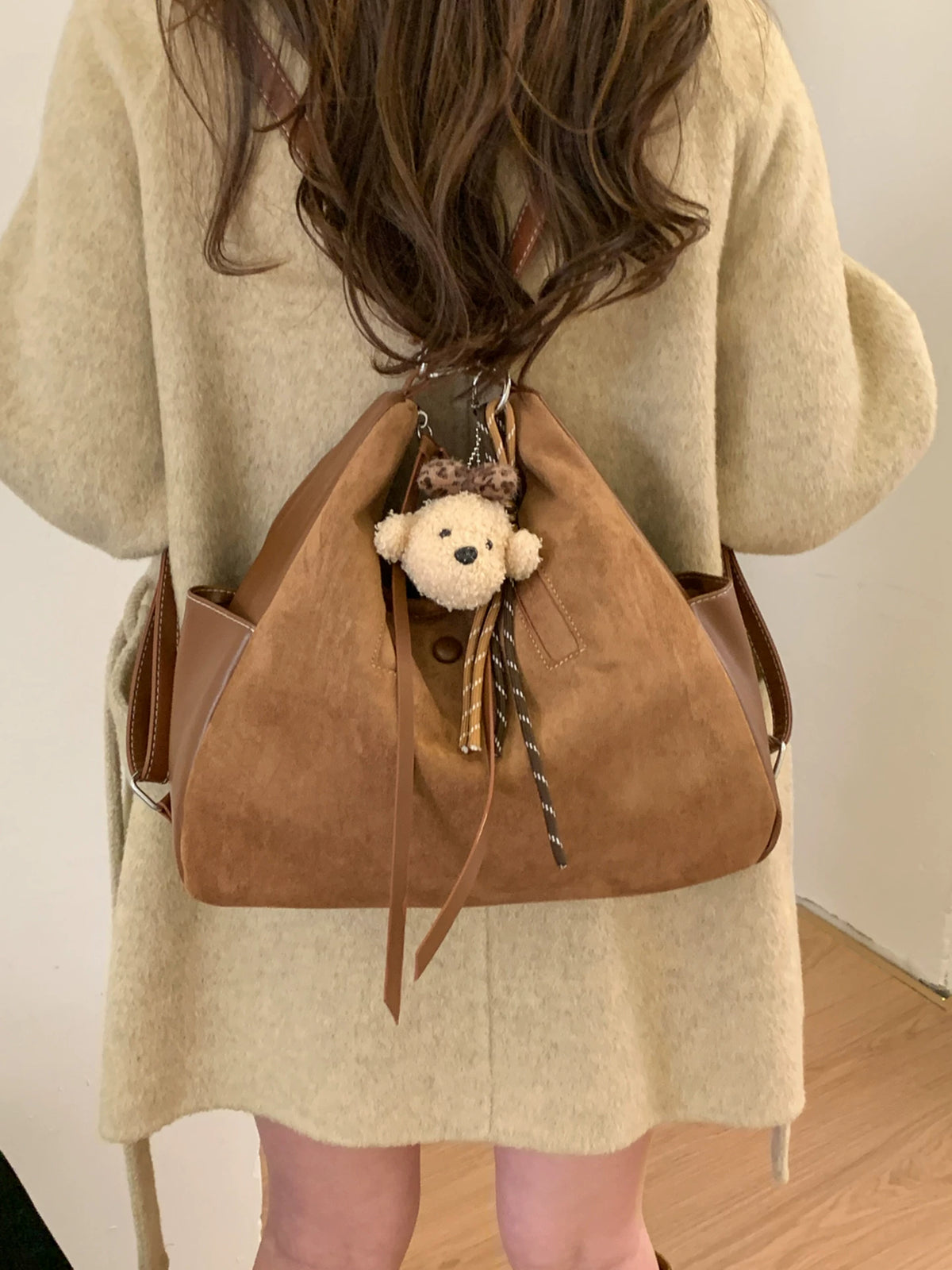 Women's Spring Summer Suede-look Retro Tote Bag Shoulder Crossbody Purse Work Travel Everyday Purse