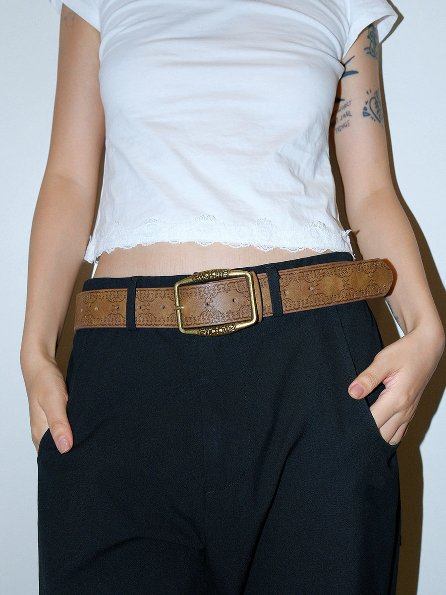 Women's Ethnic Oxidized Brown-tone Retro Everyday Jeans Belt for Date Night Gift Party Designer Versatile Office Vacation