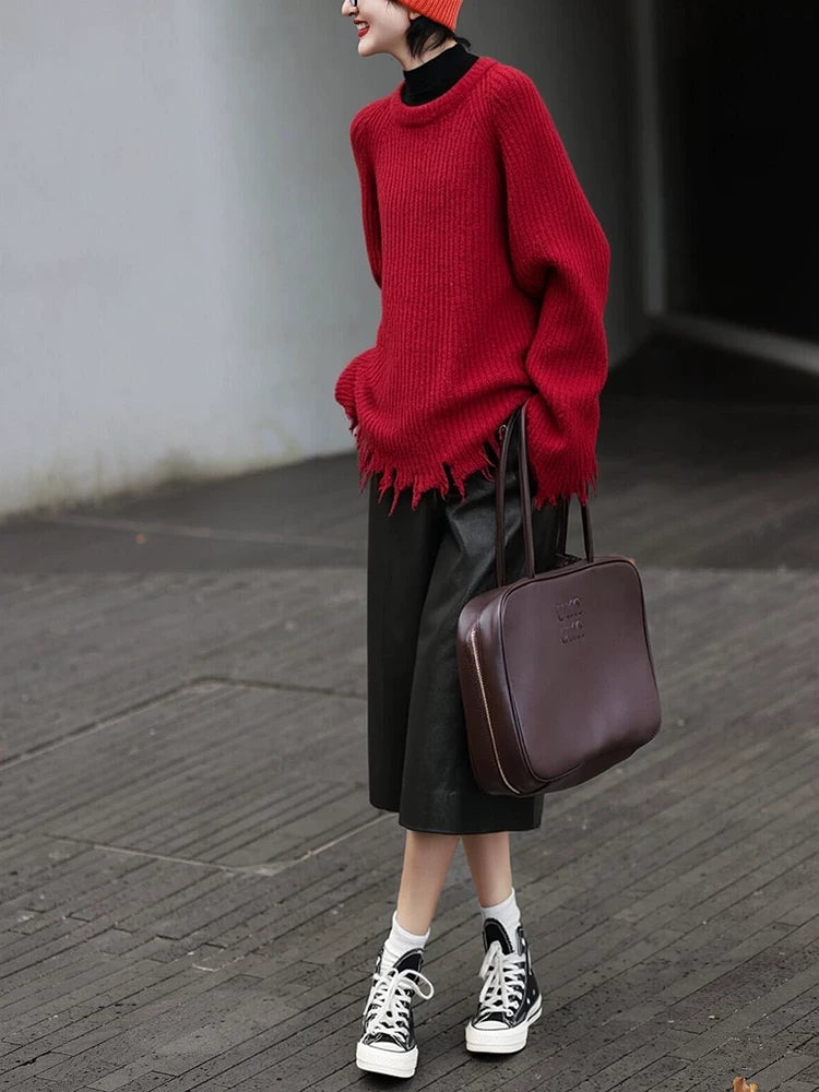 Women's Winter Black Knit Long Sleeve Casual Two-Piece Set for Office Workwear Wedding Guest Business Travel Weekend At Home