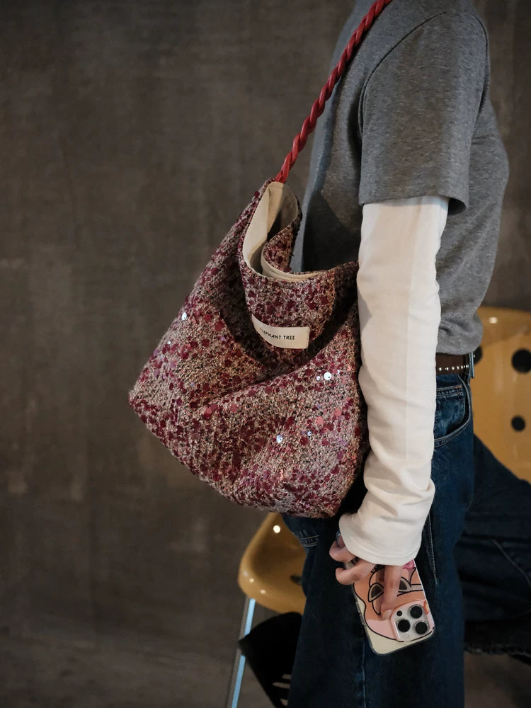 Women's Large-capacity Canvas Glitter Spring Summer Office Designer Workwear Tote Bag Shoulder Crossbody Purse Work Travel Everyday Purse