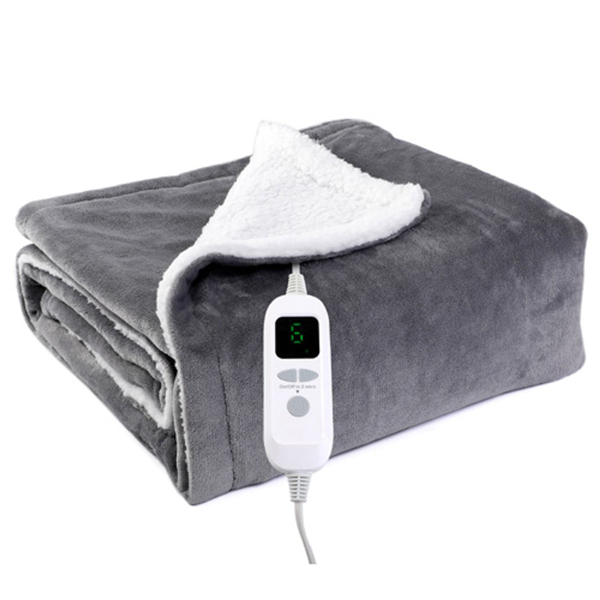 Mulan ML-G01 Flannel Sherpa Electric Heated Throw Blanket with Temperature Controller for Winter Bedroom