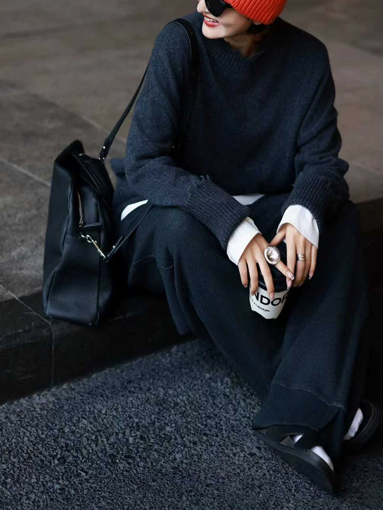 Women's Winter Quiet-Luxury Casual Sweater Knit Pullover Top for Office Layering Fall Spring Travel Everyday Date Night
