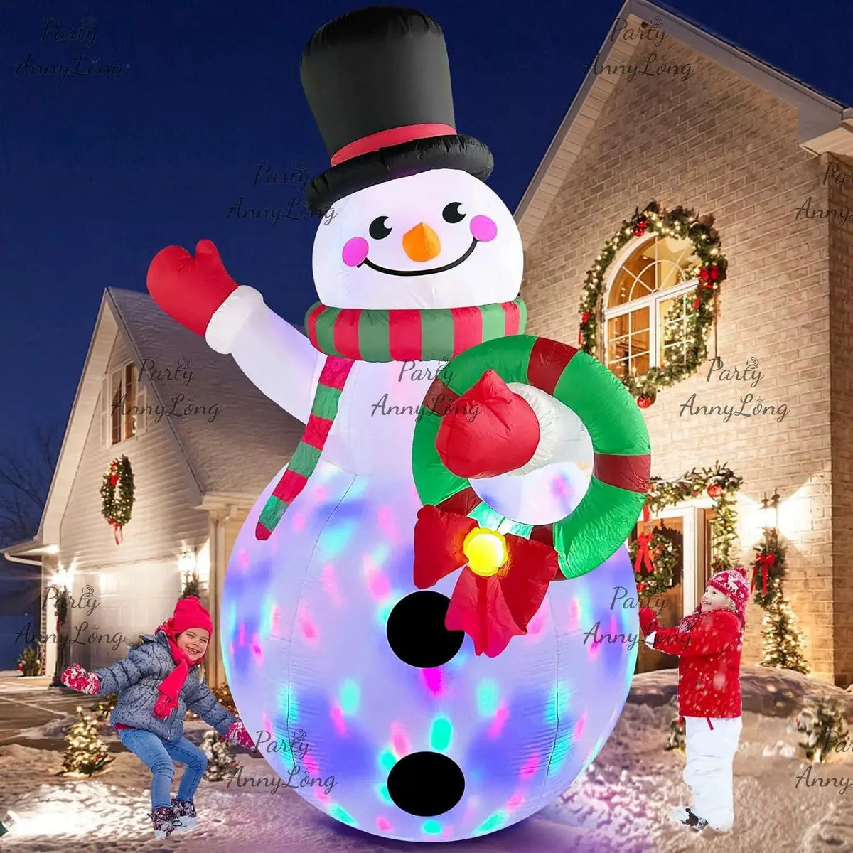 1.8m LED Waving Snowman Inflatable Yard Decor, Outdoor Lighted Holiday Display for Home and Garden