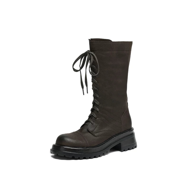 Women's Fall Winter Leather British-Style Martin Combat Boots for Office and Weekend Streetwear Everyday Wear Date Night Wedding Guest