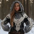 Hooded Christmas Graphic Sweater for Women, Oversized Long Sleeve Holiday Print Pullover for Winter Parties