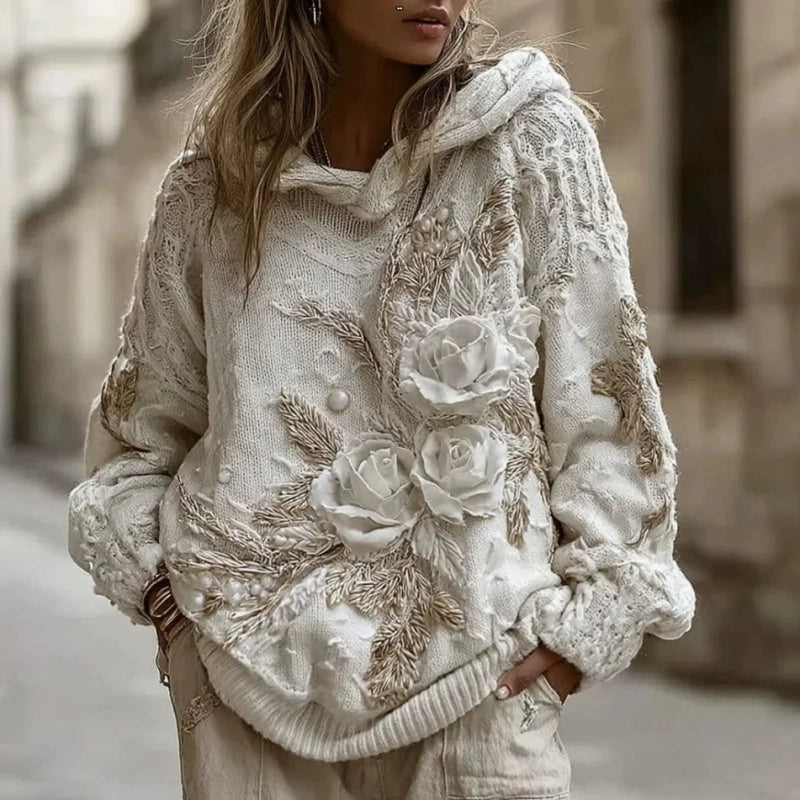 Hooded Christmas Graphic Sweater for Women, Oversized Long Sleeve Holiday Print Pullover for Winter Parties