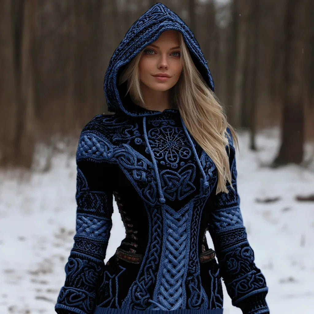 Hooded Christmas Graphic Sweater for Women, Oversized Long Sleeve Holiday Print Pullover for Winter Parties
