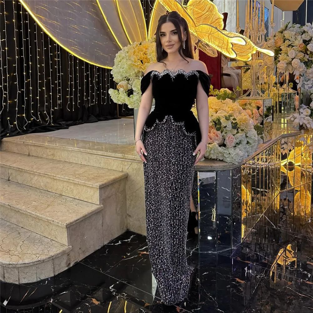 Women's Crystal Asymmetric Evening Dress Formal Midi Dress for Black Tie Wedding Guest Cocktail Party Prom Date Night