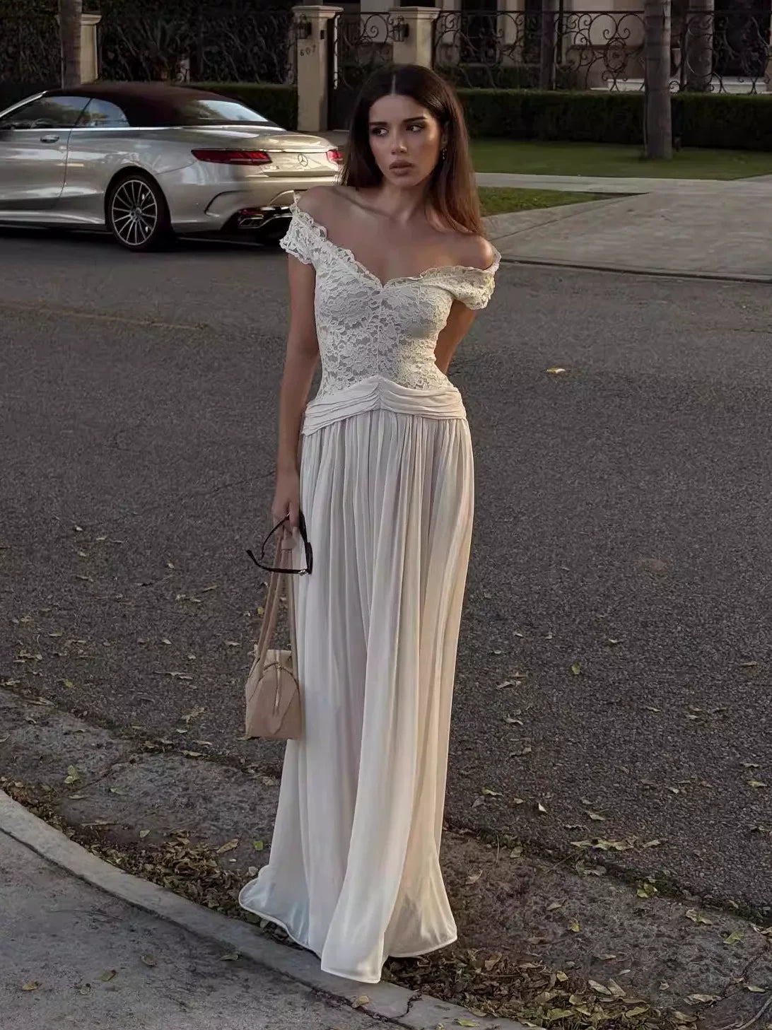 Women's Slim-waist Lace Maxi Slimming Elegant French-inspired Evening Dress Formal Midi Dress Party Dress Formal Party Wedding Guest Dress