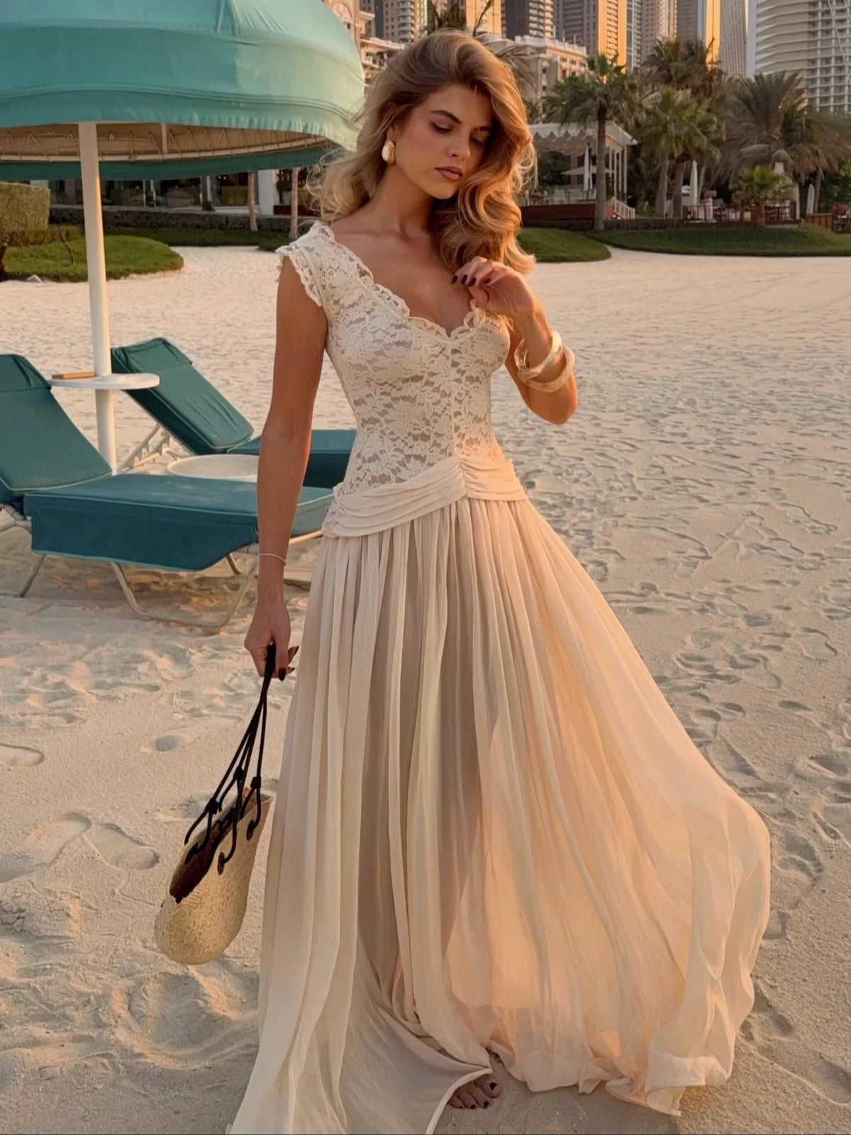 Women's Slim-waist Lace Maxi Slimming Elegant French-inspired Evening Dress Formal Midi Dress Party Dress Formal Party Wedding Guest Dress